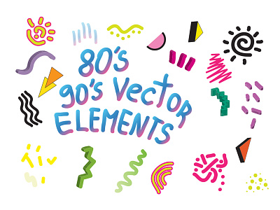 90's 80's Geometric Vector shapes Instant DOWNLOAD