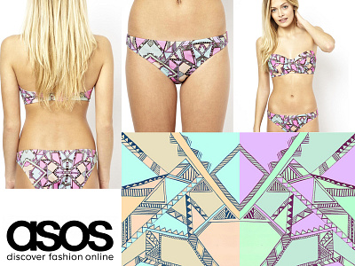 Pattern Illustration for Asos Apparel Swimwear apparel blonde design digital art fashion geometric girl illustration native pastel pattern photoshop surface pattern swimwear textile textile pattern