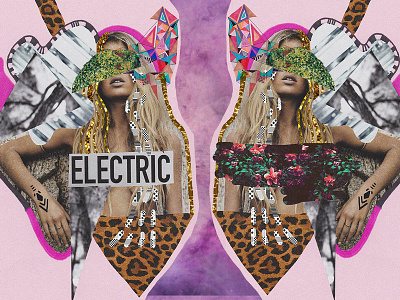 Electric Mixed Media Fashion Editorial Collage abstract collage collage art design digital art drawing fashion fashion art fashion collage fashionista geometric art graphic design illustration mixed media pattern photoshop pink