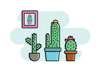 For the love of cacti <3 cactus color drawing icons illustration