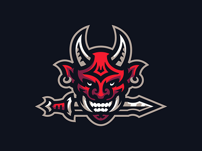 Demon Warrior demon devil esport gaming horns illustration logo mark mascot oni sword vector