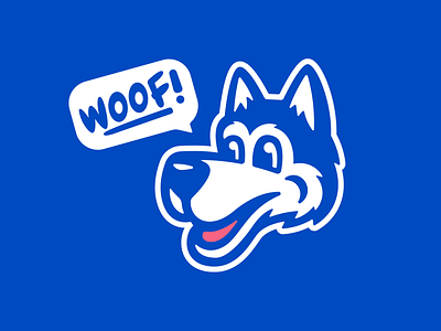 Woof! cartoon comic dog husky illustration logo mascot wolf woof