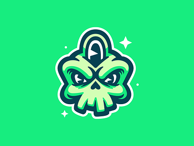 Skull demon enlightenment eye green illustration logo mascot skull