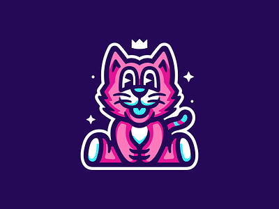 Kitten cartoon cat cute illustration king kitten logo mascot