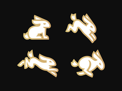 Rabbits exploration gold jumping logo pin running