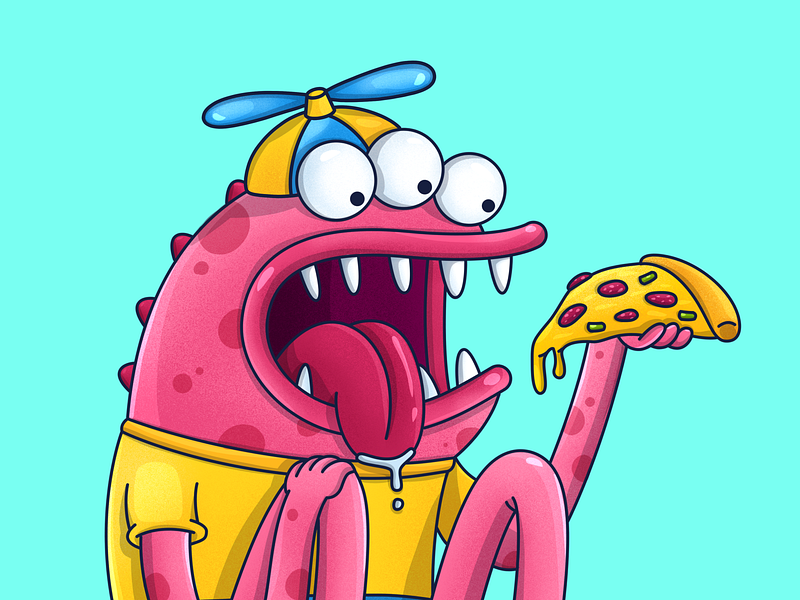 Monster eating pizza by Julia Maystruk on Dribbble