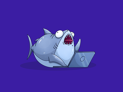 Shark animal animal art art character emotions graphic illustration laptop procreate shark