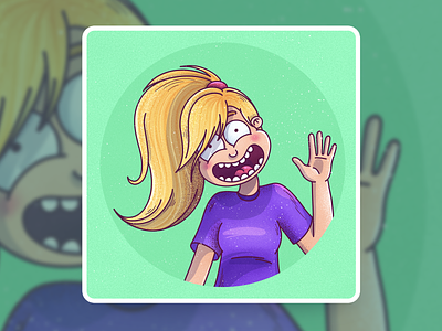Self-portrait art blonde cartoon character design emotions girl graphic green illustration procreate provocative woman yellow