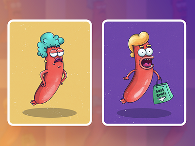 NFT Funny Sausages art cartoon character emotions funny graphic illustration nft procreate