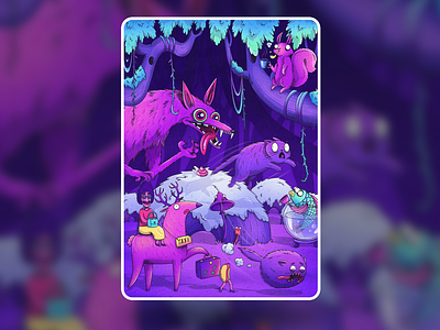 Night in the woods animal art cartoon cat character crypto deer forest graphic illustration nft nftart night procreate squirrel wolf woods