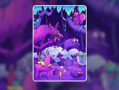 Night in the woods animal art cartoon cat character crypto deer forest graphic illustration nft nftart night procreate squirrel wolf woods