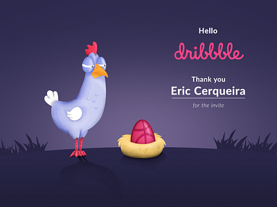 Hello Dribbble animal art hallo dribbble illustration invite thanks