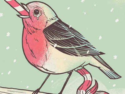 Pooping Robin Christmas Card artwork candy cane card christmas drozd festive holidays illustration luke pooping robin