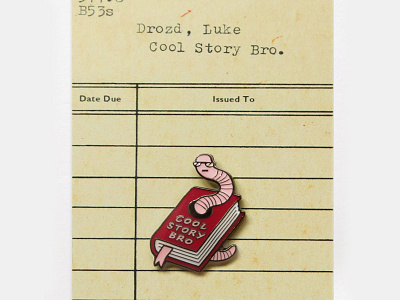 Cool Story Bro Lapel Pin art badge bookworm card cool story bro drozd humour illustration lapel pin library luke