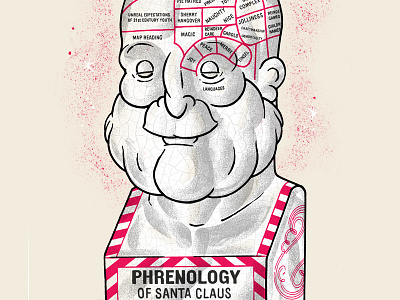 Phrenology of Santa Claus Card card christmas design illustration luke drozd naughty nice phrenology santa claus xmas