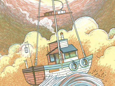 High Seas artwork bar boat drozd illustration luke poster print