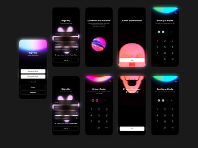 Signing Up Screens pt.2 anime app communications dark theme design illustration product design screen sign in sign up ui ux