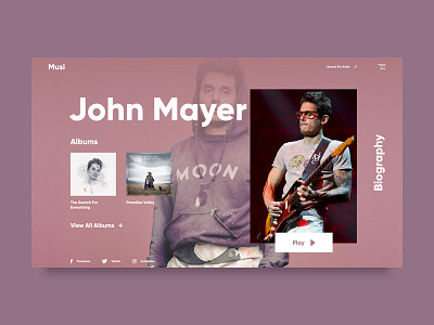 John Mayer Musi design music music app musician ui ux web development website