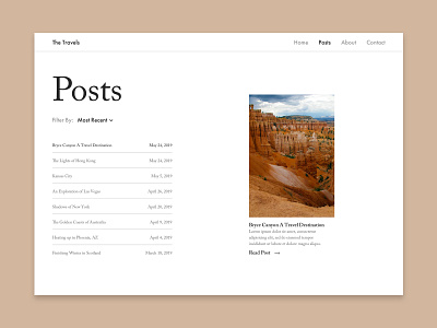 The Travels – Posts blog design minimal modern ui user interface web design website website design