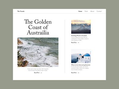 The Travels - Home Page #1 blog design minimal modern travel ui user interface web design website website design