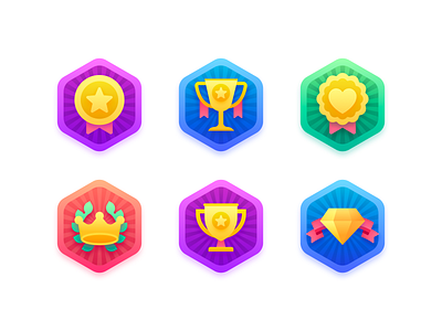 Rewards achievements app colorful design icon set icons icons pack illustration logo rewards ui ux vector
