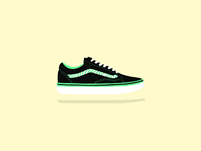 Vans Custom black white custom design green illustration outline vans vector