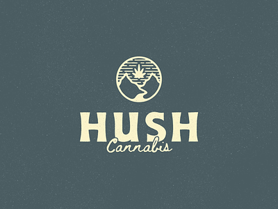 Hush Cannabis Branding badge design branding cannabis cannabis branding cannabis logo exploration hand drawn hand drawn type icon illustration logo mountains outdoors logo pnw typography weed western type