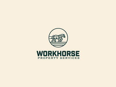 Workhorse Property Services Logo branding branding and identity clydesdale horse horse logo housing illustration logo pnw property services services vintage design vintage inspiration workhorse