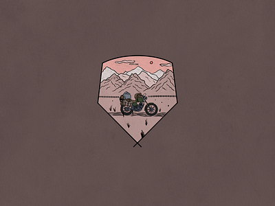 Badge 007 badge badgelogo branding desert explore illustration motorcycle mountains paradise pnw vintage