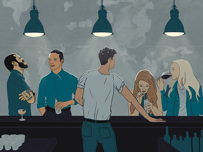 Bar (1 of 4) bar characters cocktails editorial editorialillustration handdrawn illustration illustrations illustrator paradise