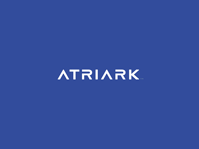 Atriark Logo atriark blue bold investment logo logotype strong white wordmark