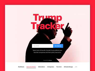 Trump Tracker feed hero landing tracker trump typography