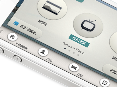 iPhone Video Editing! app bottom bar button camera editing filters fun game your video gameyourvideo gaming icon icons ios iphone playful selection ui video vintage white