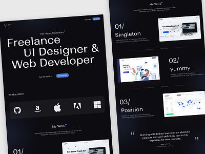 Freelance web developer and UI designer ( portfolio ) clean dark colors design freelancer portfolio minimal modern portfolio ui uiux web design website design