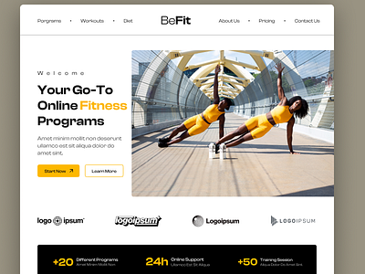 Befit Fitness landing page ( Hero Section ) branding clean daily dailyui design dribbble figma fitness landing page layout modern orange color product design ui uiux web web design website design workout