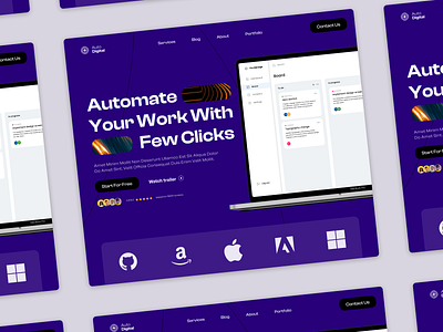 AutoDigital hero section automation branding clean daily dailyui design dribbble figma hero section landing page layout modern premium product design saas ui uiux web web design website design