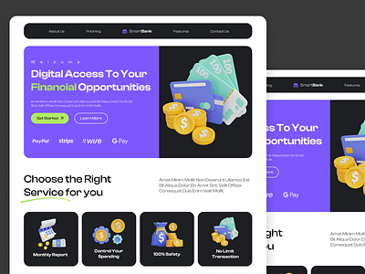 Banking Landing Page 3d illustrations bank banking branding clean daily dailyui design dribbble figma finance hero section landing page layout modern product design ui uiux web design website design