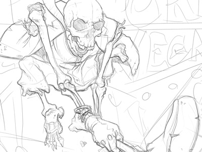 Raging Skeleton geoff may illustration pencil skeleton