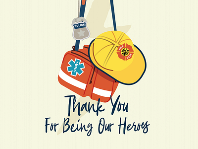 First Responders - Thank You covid19 emergency emt illustration nurse police vector