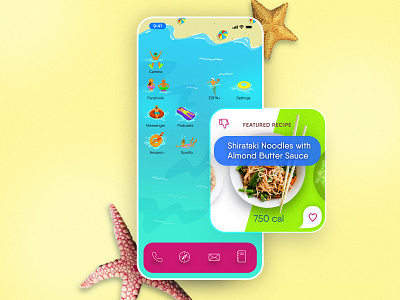 iOS14 Widget Concept Design 'Ocean' apple iphone beach concept concepts fun homescreen illustration ios app ios app design ios14 summer typography ui widgets