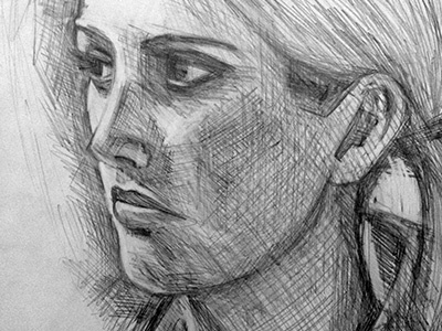 Julie drawing pencil on paper portrait sketch