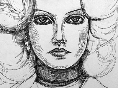 Amanda drawing pen and ink portrait sharpie sketch
