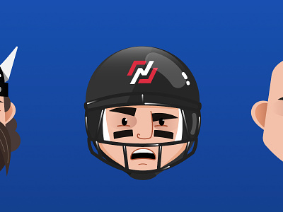 Jock american football avatar blue face football glossy head helmet quarterback sports