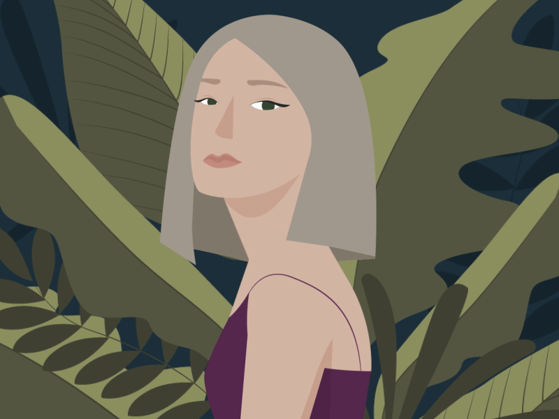 Nature after effects animation blonde colors palette design designer dribbble best shot flat girl illustration leaf minimal motion design nature portrait purple vector