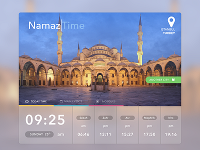 Namaz Time app clean dashboard flat interface invite islamic pray ui web web design website