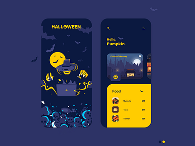 Halloween Restaurants Rent app app clean design dribbbleweeklywarmup halloween halloween design illustration interface mobile mobile app design ui ux