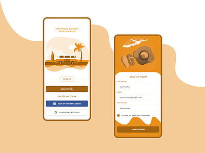 Vacation Sign Up Concept form