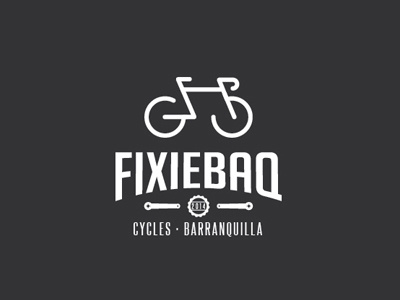 FixieBaq barranquilla blackwhite cycle design gray lines logo white