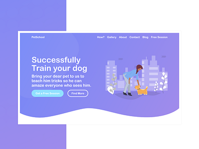 Pet Training Landing Page | Web Design | Illustration gradient illustration landing page minimalistic modern modern app landing web design