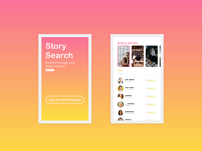 Search Insta Story Viewers App adobe xd app app design gradient simple app ui design uxdesign uxdesigner xd
